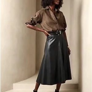 NWT leather black shirt. Banana Republic.